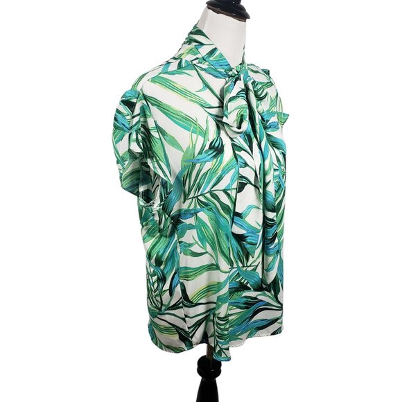 7th Ave NY&C Women's size Large Green & Blue Floral Top New York & Company - Picture 3 of 7